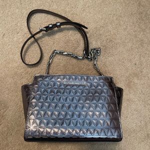 NEVER USED Silver Crossbody Michael Kors Silver Bag, Original Dust Bag Included